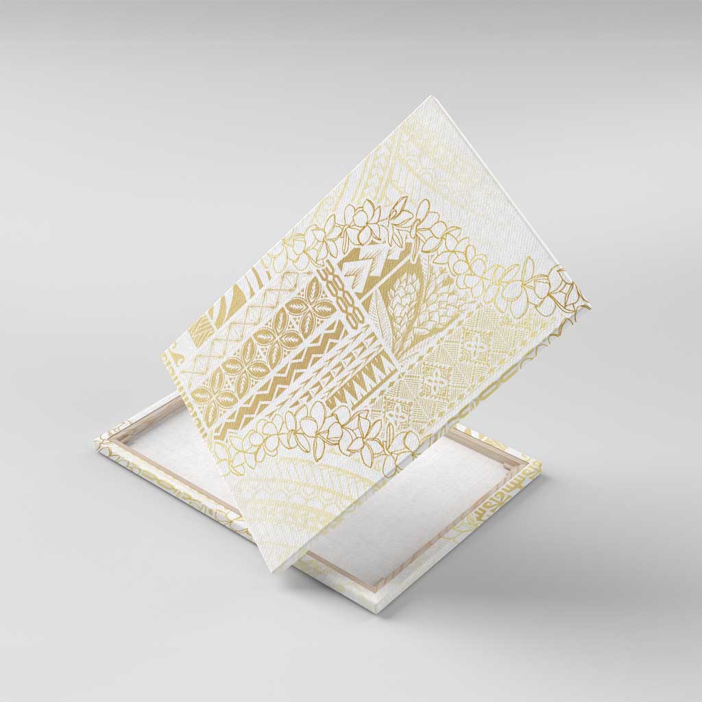 Samoa Lotu Tamaiti Mamanu Siapo Canvas Wall Art Golden Plumeria - Polynesian Pride