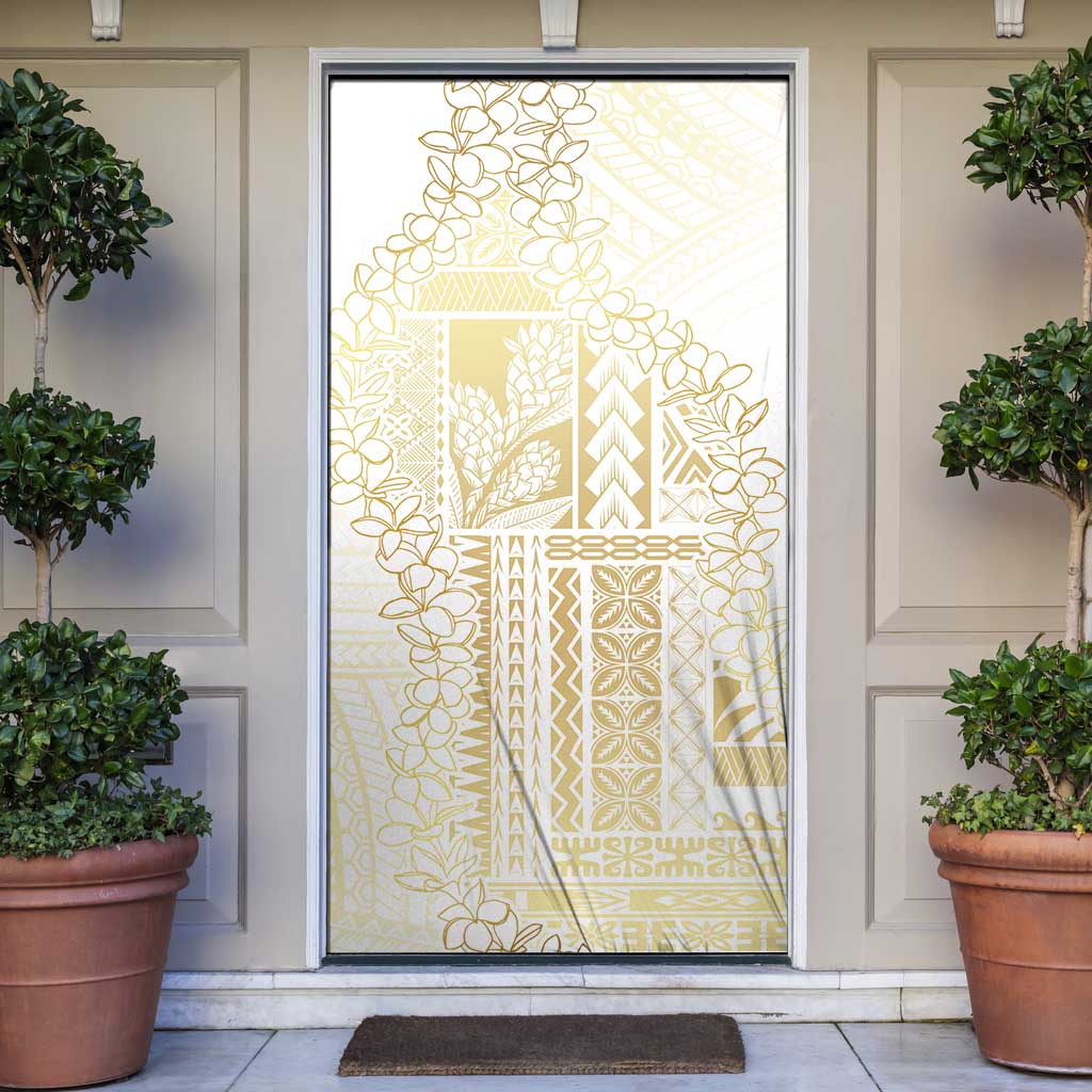 Samoa Lotu Tamaiti Mamanu Siapo Door Cover Golden Plumeria - Polynesian Pride