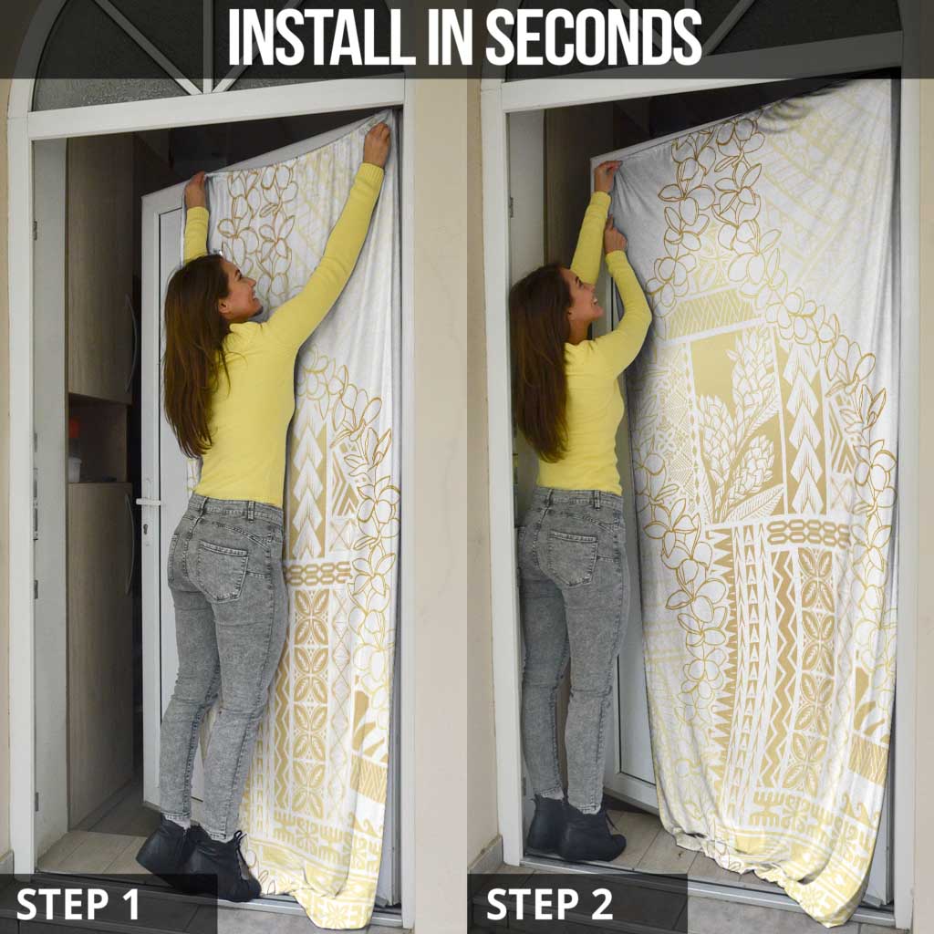 Samoa Lotu Tamaiti Mamanu Siapo Door Cover Golden Plumeria - Polynesian Pride