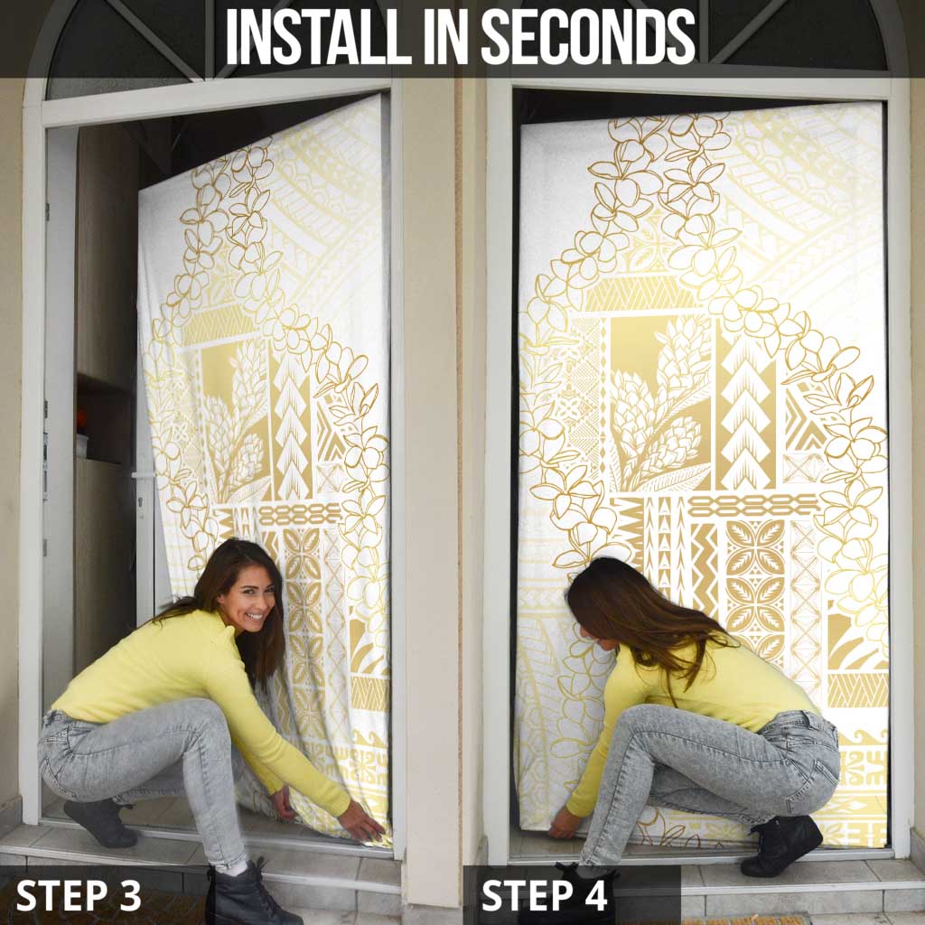 Samoa Lotu Tamaiti Mamanu Siapo Door Cover Golden Plumeria - Polynesian Pride