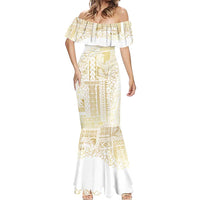 Samoa Lotu Tamaiti Mamanu Siapo Mermaid Dress Golden Plumeria - Polynesian Pride