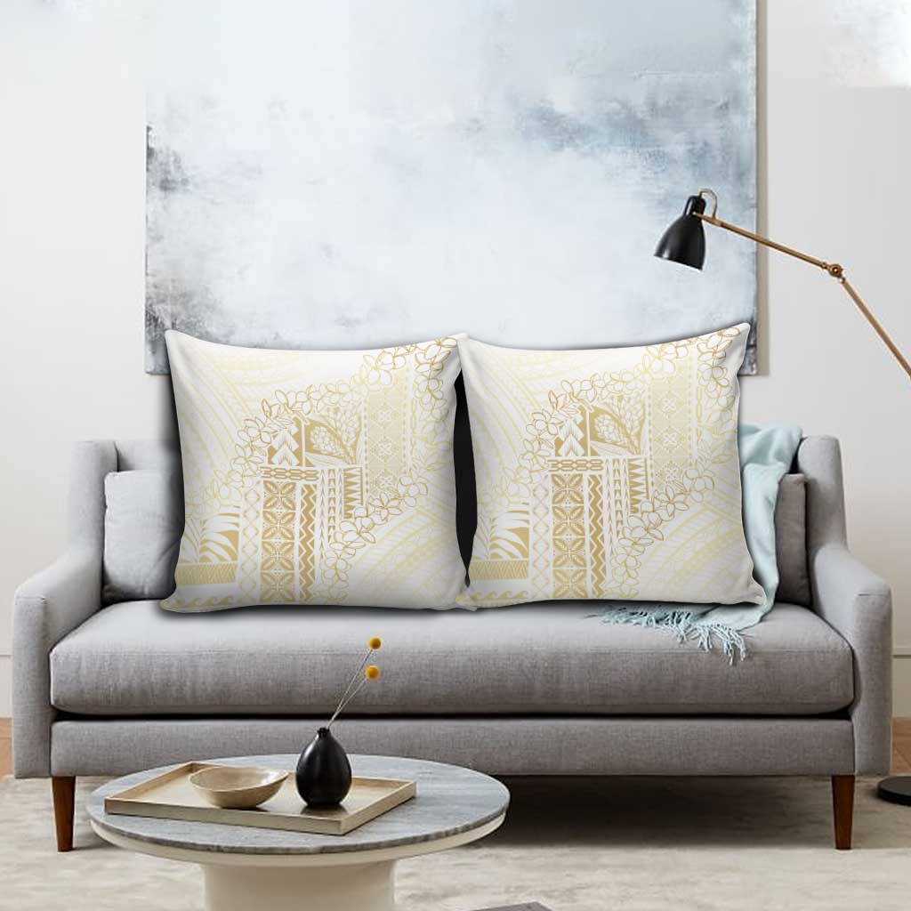 Samoa Lotu Tamaiti Mamanu Siapo Pillow Cover Golden Plumeria - Polynesian Pride
