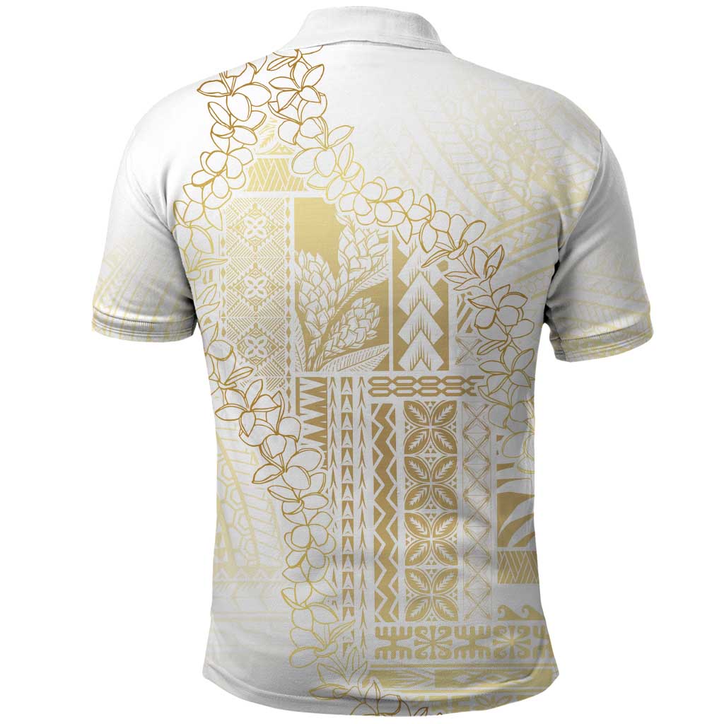 Samoa Lotu Tamaiti Mamanu Siapo Polo Shirt Golden Plumeria - Polynesian Pride
