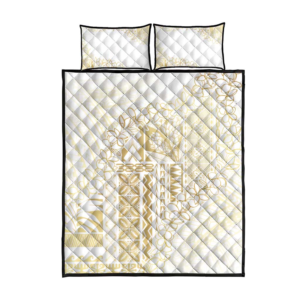 Samoa Lotu Tamaiti Mamanu Siapo Quilt Bed Set Golden Plumeria - Polynesian Pride