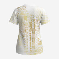 Samoa Lotu Tamaiti Mamanu Siapo Scrub Top Golden Plumeria LT7 - Polynesian Pride