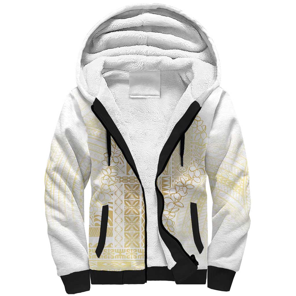 Samoa Lotu Tamaiti Mamanu Siapo Sherpa Hoodie Golden Plumeria - Polynesian Pride