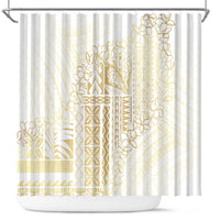 Samoa Lotu Tamaiti Mamanu Siapo Shower Curtain Golden Plumeria - Polynesian Pride