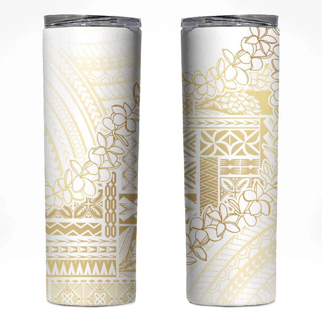 Samoa Lotu Tamaiti Mamanu Siapo Skinny Tumbler Golden Plumeria - Polynesian Pride