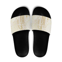 Samoa Lotu Tamaiti Mamanu Siapo Slide Sandals Golden Plumeria - Polynesian Pride