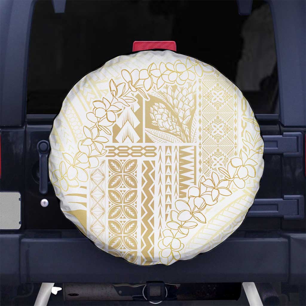 Samoa Lotu Tamaiti Mamanu Siapo Spare Tire Cover Golden Plumeria - Polynesian Pride