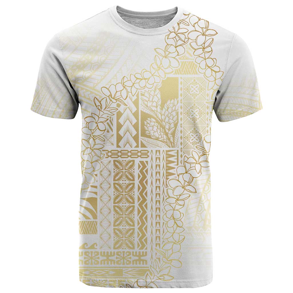 Samoa Lotu Tamaiti Mamanu Siapo T Shirt Golden Plumeria - Polynesian Pride