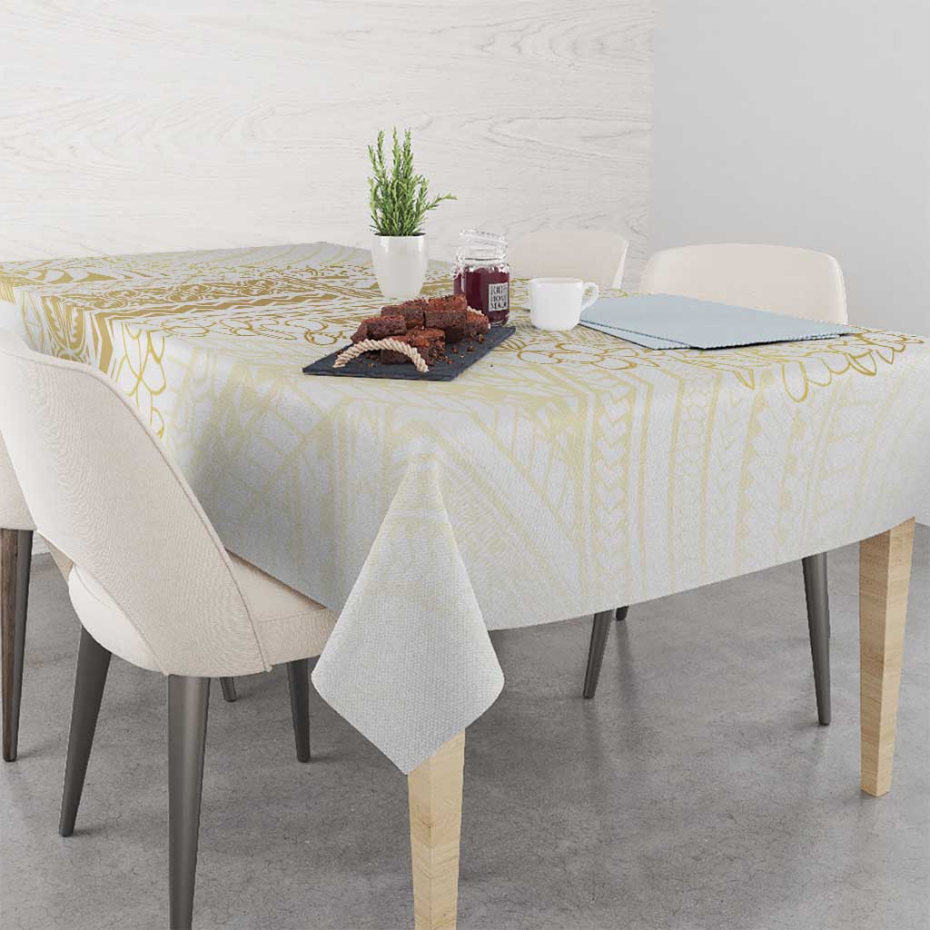 Samoa Lotu Tamaiti Mamanu Siapo Tablecloth Golden Plumeria - Polynesian Pride