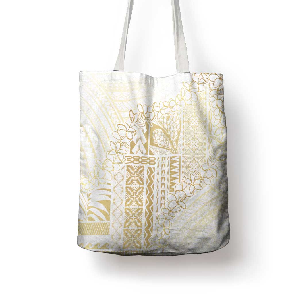 Samoa Lotu Tamaiti Mamanu Siapo Tote Bag Golden Plumeria - Polynesian Pride