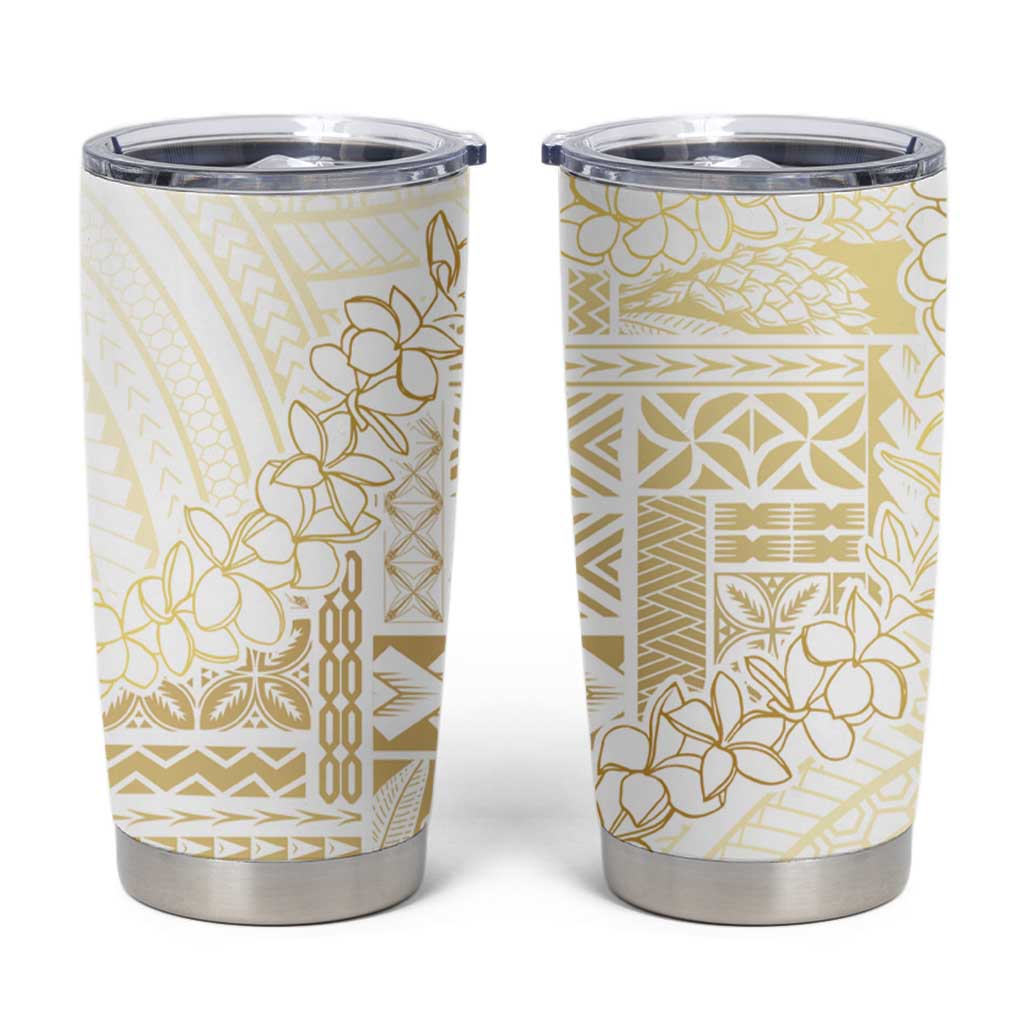 Samoa Lotu Tamaiti Mamanu Siapo Tumbler Cup Golden Plumeria - Polynesian Pride