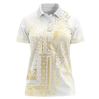 Samoa Lotu Tamaiti Mamanu Siapo Women Polo Shirt Golden Plumeria - Polynesian Pride