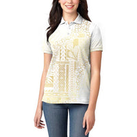 Samoa Lotu Tamaiti Mamanu Siapo Women Polo Shirt Golden Plumeria - Polynesian Pride