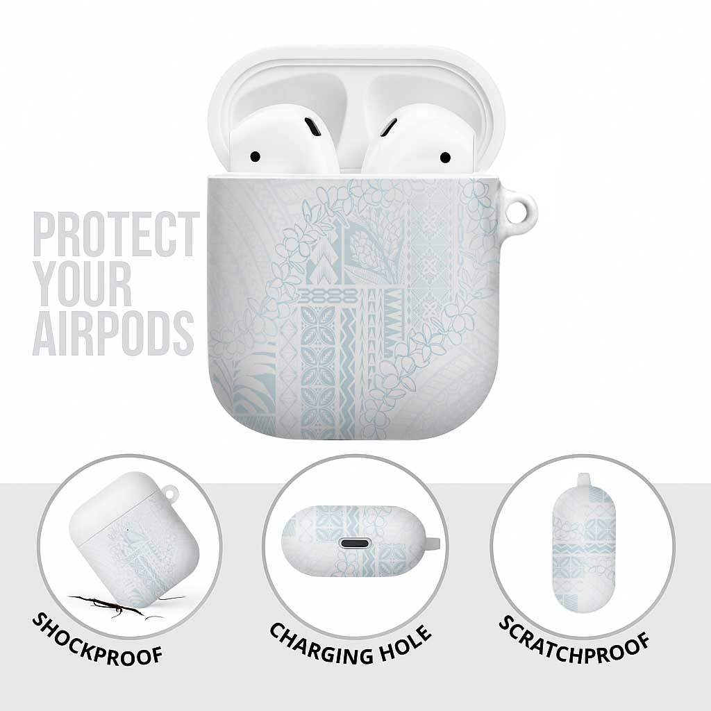 Samoa Lotu Tamaiti Mamanu Siapo AirPods Case Off White Plumeria - Polynesian Pride