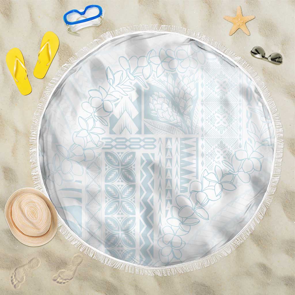 Samoa Lotu Tamaiti Mamanu Siapo Beach Blanket Off White Plumeria - Polynesian Pride