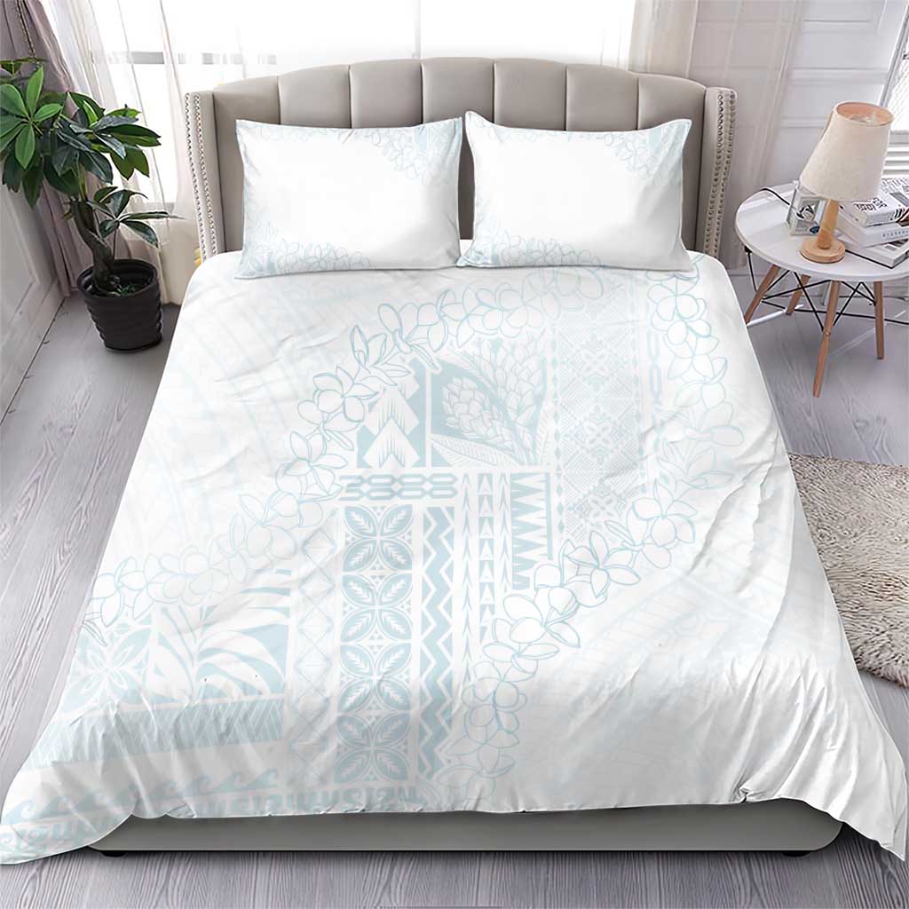 Samoa Lotu Tamaiti Mamanu Siapo Bedding Set Off White Plumeria - Polynesian Pride