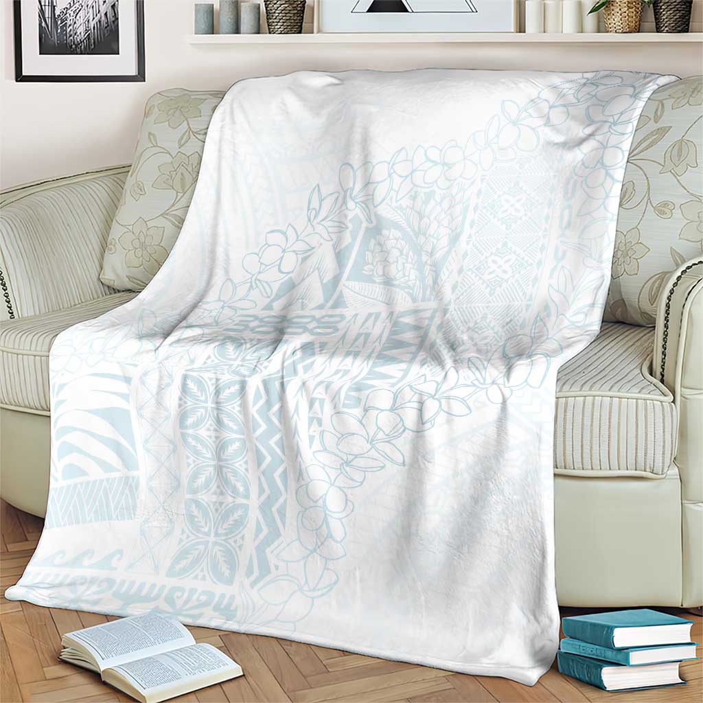 Samoa Lotu Tamaiti Mamanu Siapo Blanket Off White Plumeria - Polynesian Pride