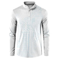 Samoa Lotu Tamaiti Mamanu Siapo Button Sweatshirt Off White Plumeria - Polynesian Pride