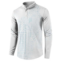 Samoa Lotu Tamaiti Mamanu Siapo Button Sweatshirt Off White Plumeria - Polynesian Pride