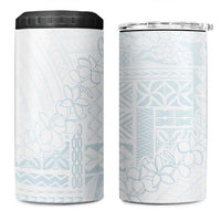Samoa Lotu Tamaiti Mamanu Siapo 4 in 1 Can Cooler Tumbler Off White Plumeria - Polynesian Pride