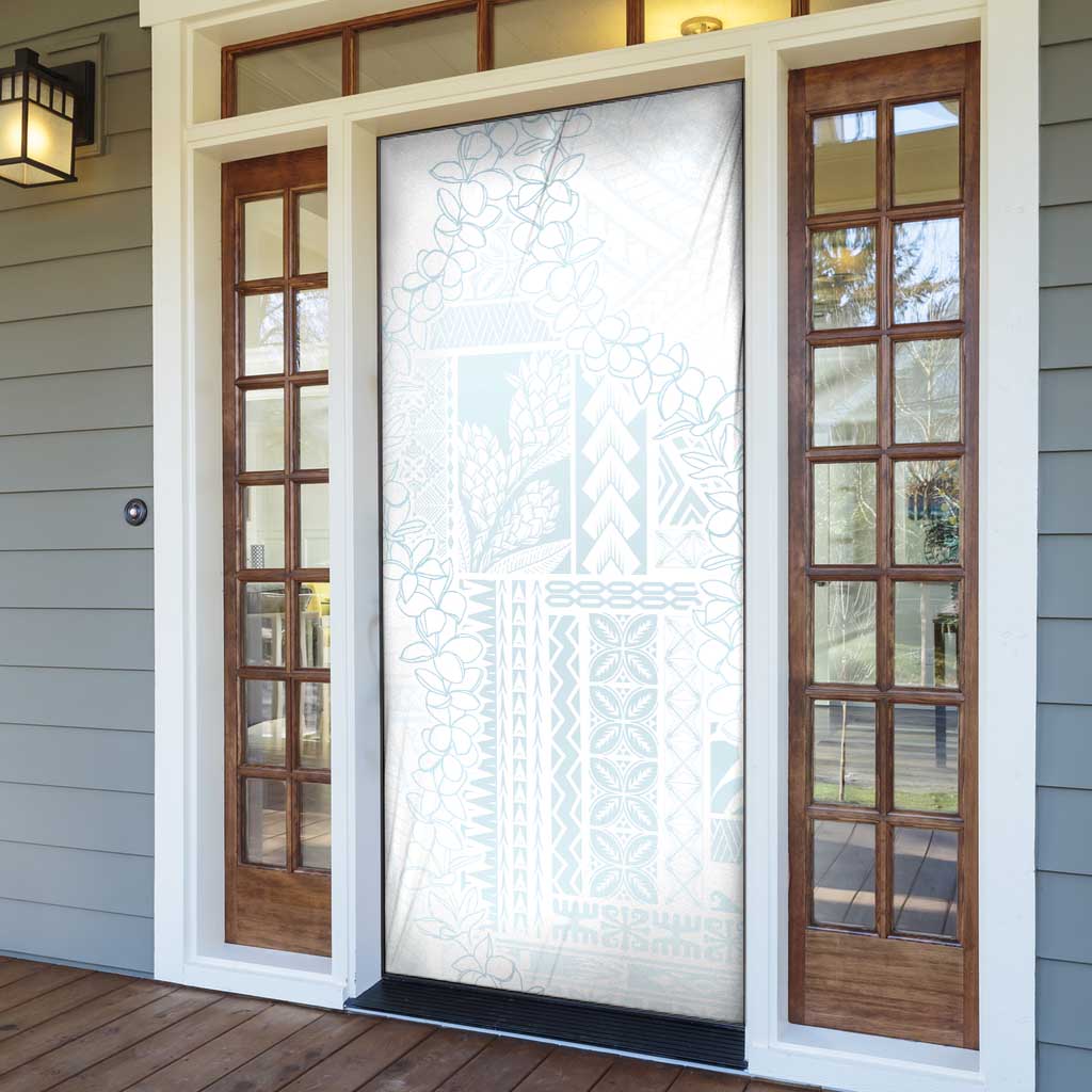 Samoa Lotu Tamaiti Mamanu Siapo Door Cover Off White Plumeria - Polynesian Pride
