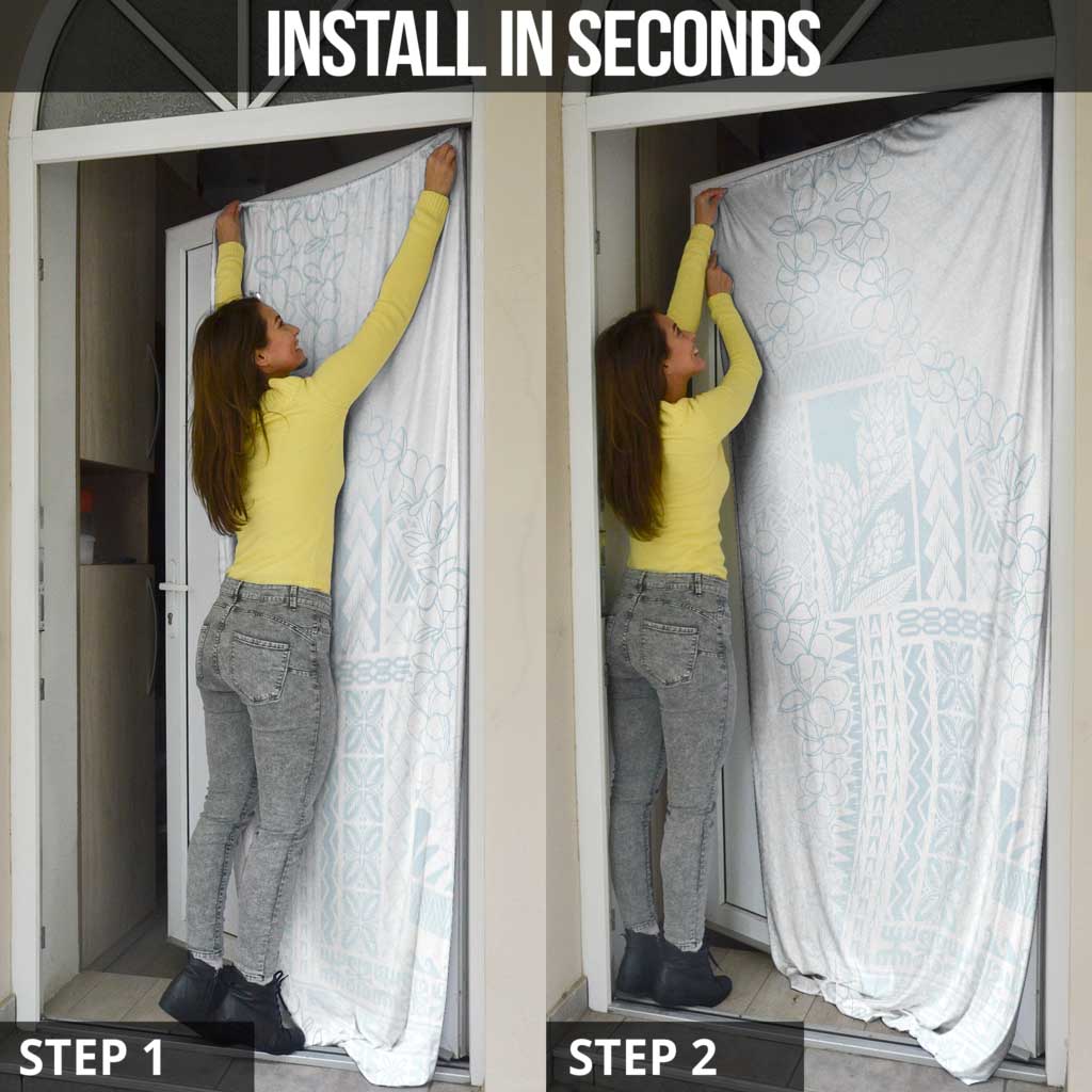 Samoa Lotu Tamaiti Mamanu Siapo Door Cover Off White Plumeria - Polynesian Pride