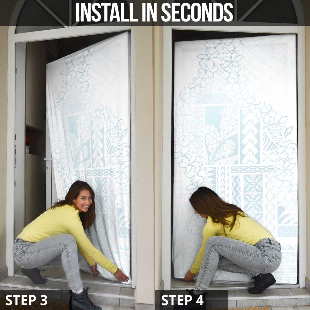 Samoa Lotu Tamaiti Mamanu Siapo Door Cover Off White Plumeria - Polynesian Pride