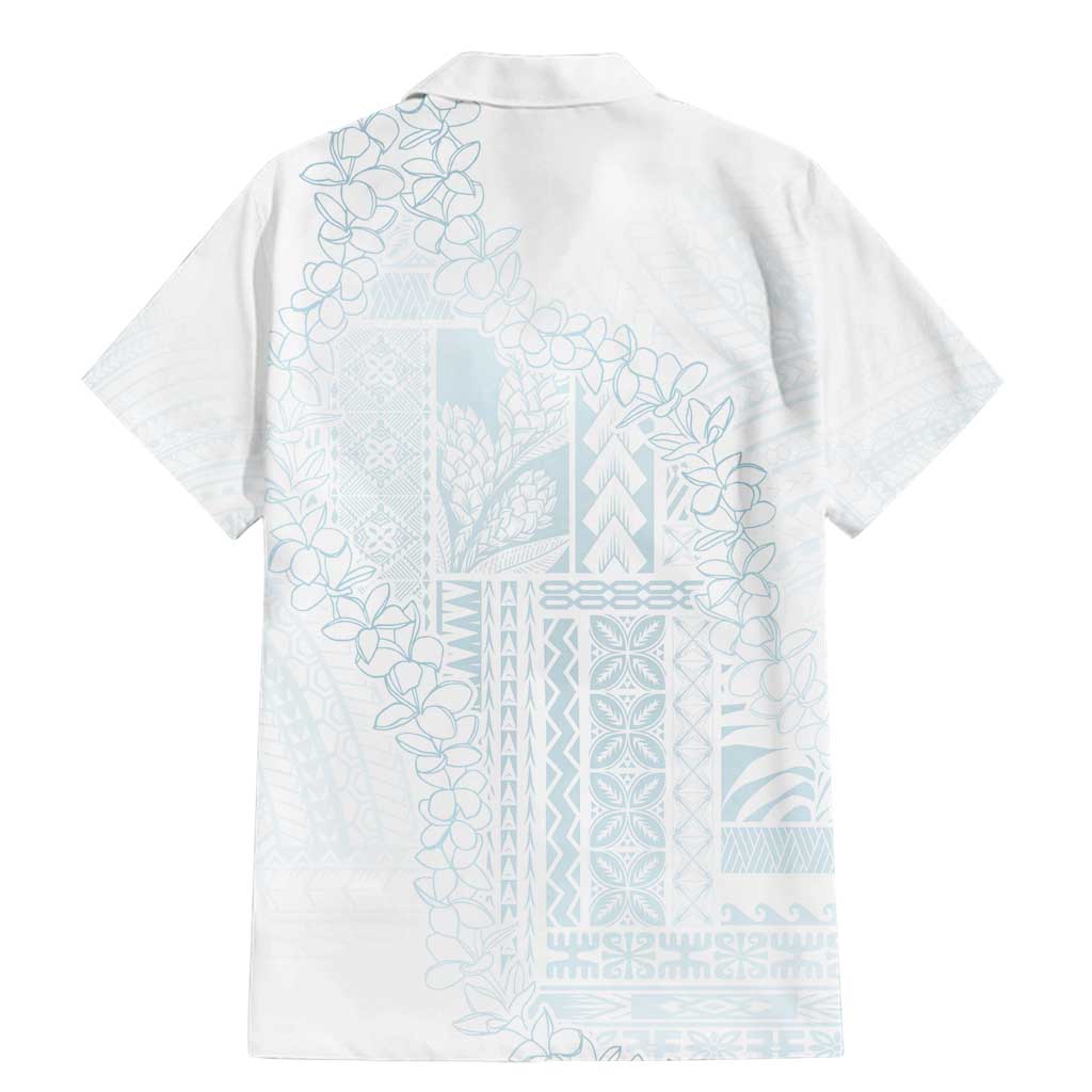 Samoa Lotu Tamaiti Mamanu Siapo Family Matching Mermaid Dress and Hawaiian Shirt Off White Plumeria - Polynesian Pride