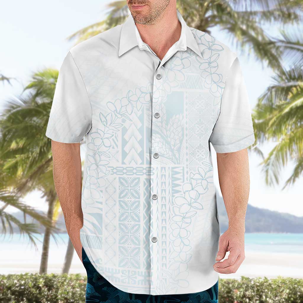 Samoa Lotu Tamaiti Mamanu Siapo Hawaiian Shirt Off White Plumeria - Polynesian Pride