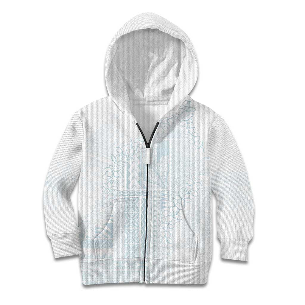 Samoa Lotu Tamaiti Mamanu Siapo Kid Hoodie Off White Plumeria LT7 Zip Hoodie Baby Blue - Polynesian Pride