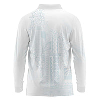 Samoa Lotu Tamaiti Mamanu Siapo Long Sleeve Polo Shirt Off White Plumeria LT7 - Polynesian Pride