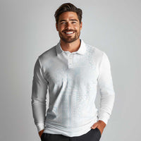 Samoa Lotu Tamaiti Mamanu Siapo Long Sleeve Polo Shirt Off White Plumeria LT7 - Polynesian Pride