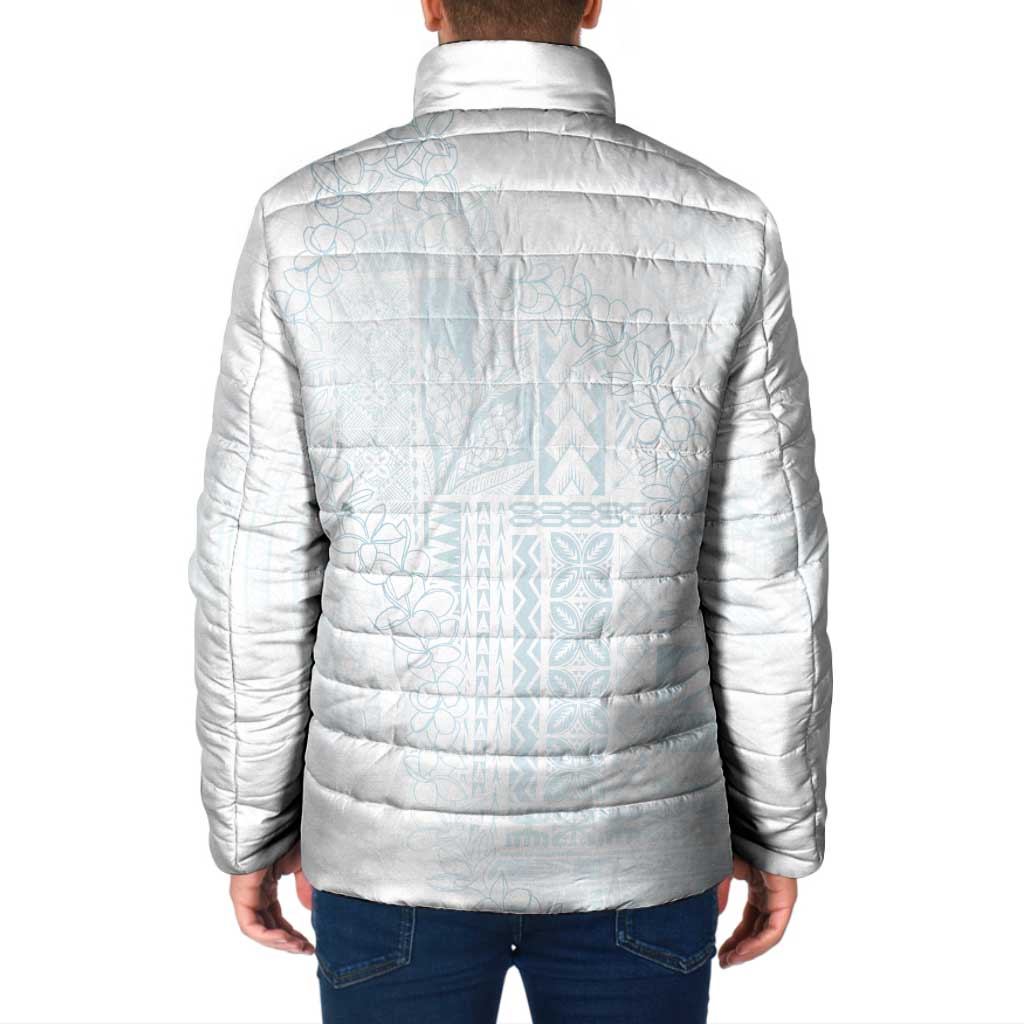 Samoa Lotu Tamaiti Mamanu Siapo Padded Jacket Off White Plumeria LT7 - Polynesian Pride