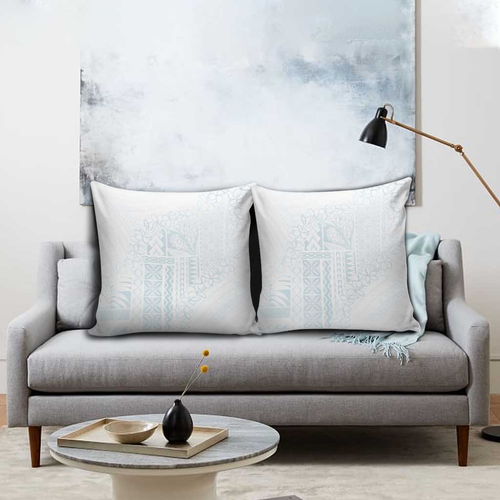 Samoa Lotu Tamaiti Mamanu Siapo Pillow Cover Off White Plumeria - Polynesian Pride