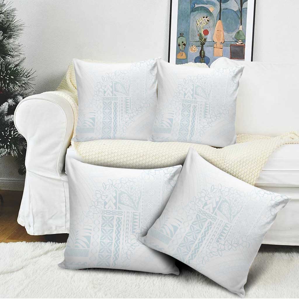 Samoa Lotu Tamaiti Mamanu Siapo Pillow Cover Off White Plumeria - Polynesian Pride