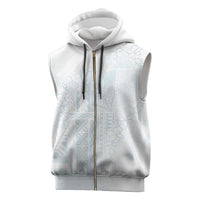 Samoa Lotu Tamaiti Mamanu Siapo Sleeveless Zip Hoodie Off White Plumeria - Polynesian Pride