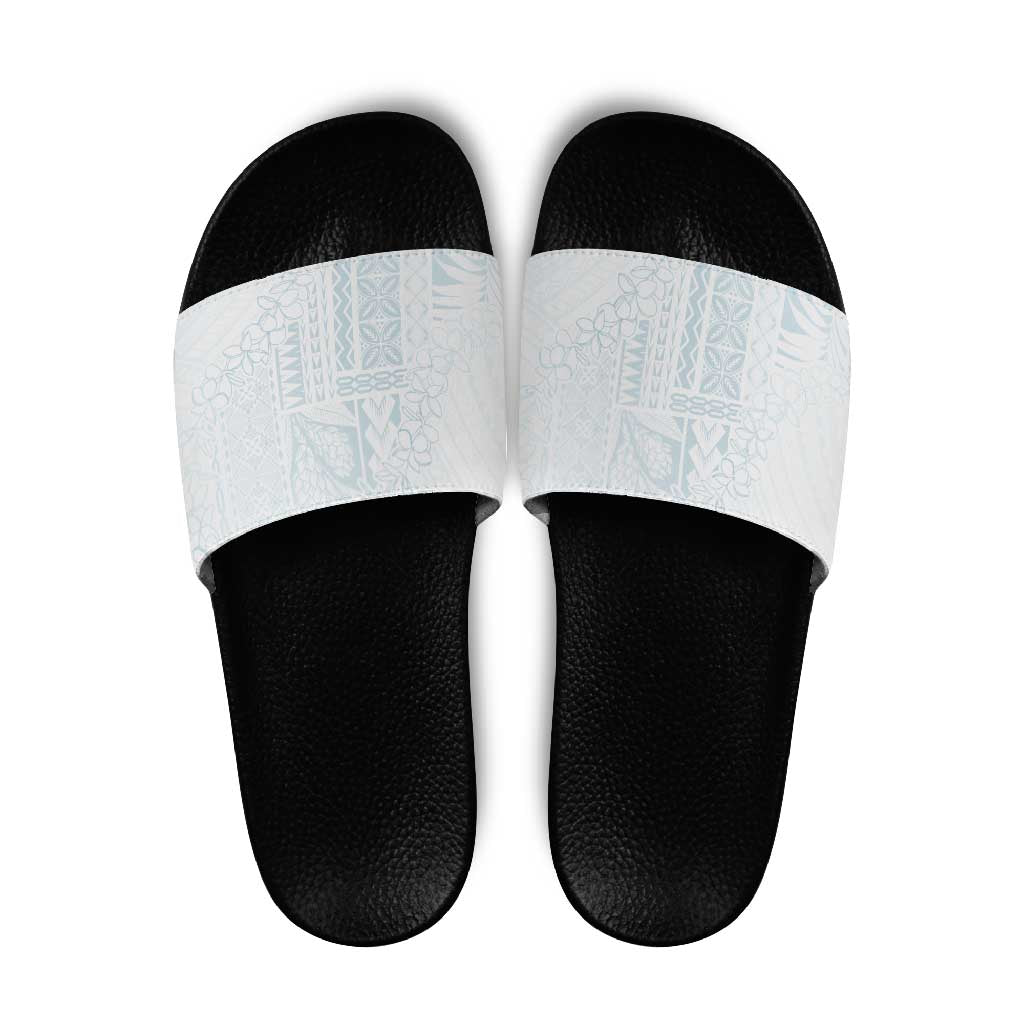 Samoa Lotu Tamaiti Mamanu Siapo Slide Sandals Off White Plumeria - Polynesian Pride