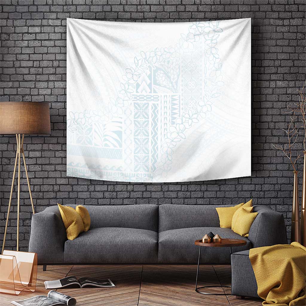 Samoa Lotu Tamaiti Mamanu Siapo Tapestry Off White Plumeria - Polynesian Pride