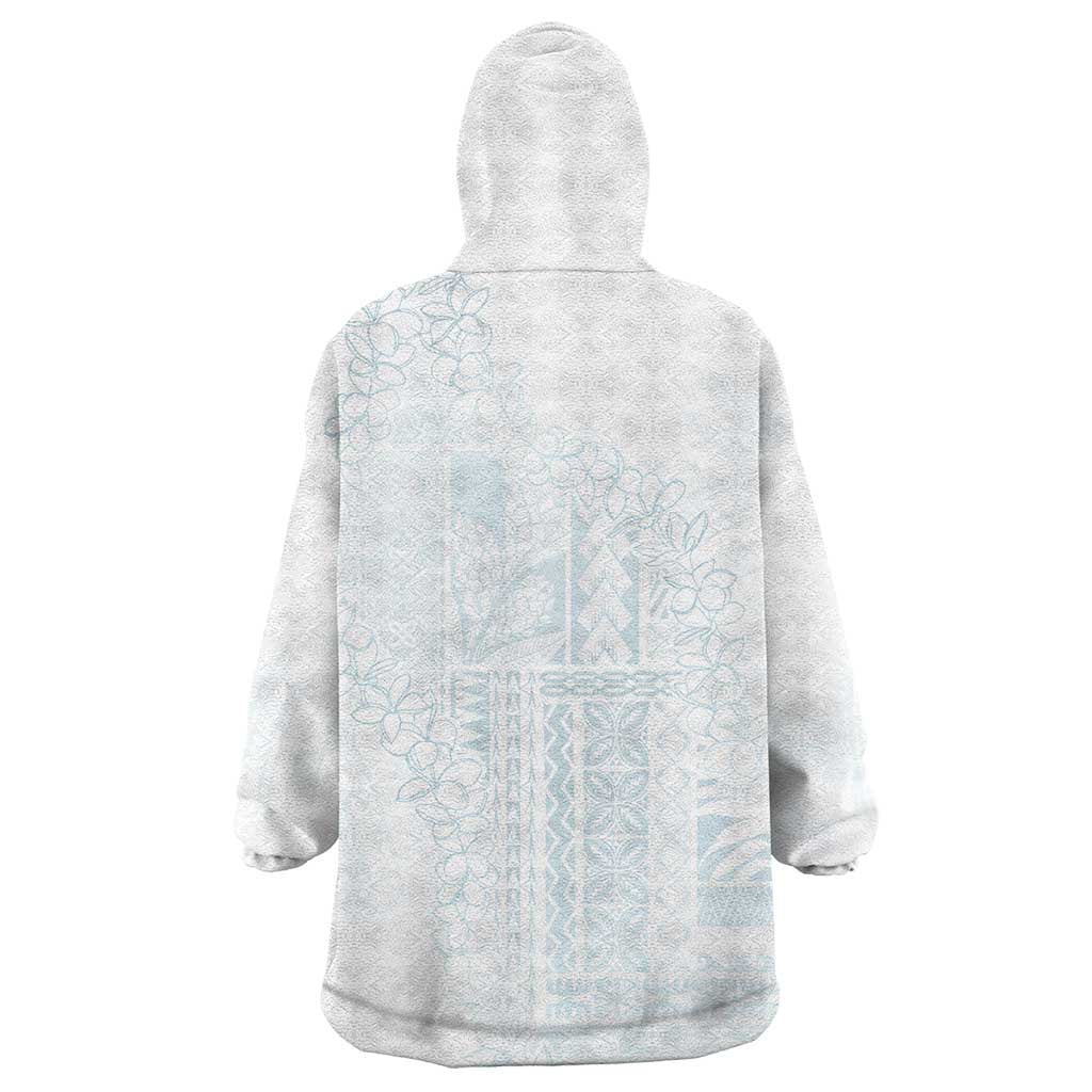 Samoa Lotu Tamaiti Mamanu Siapo Wearable Blanket Hoodie Off White Plumeria - Polynesian Pride