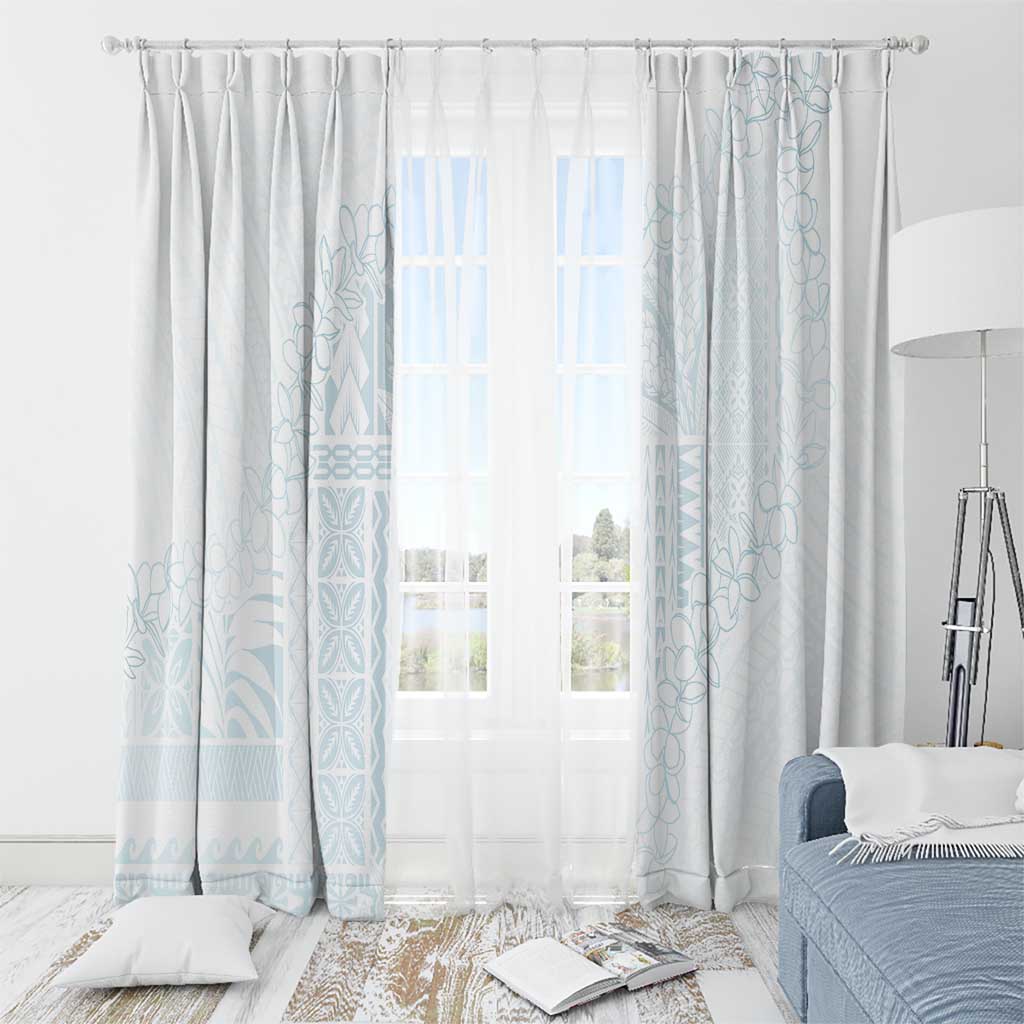 Samoa Lotu Tamaiti Mamanu Siapo Window Curtain Off White Plumeria - Polynesian Pride