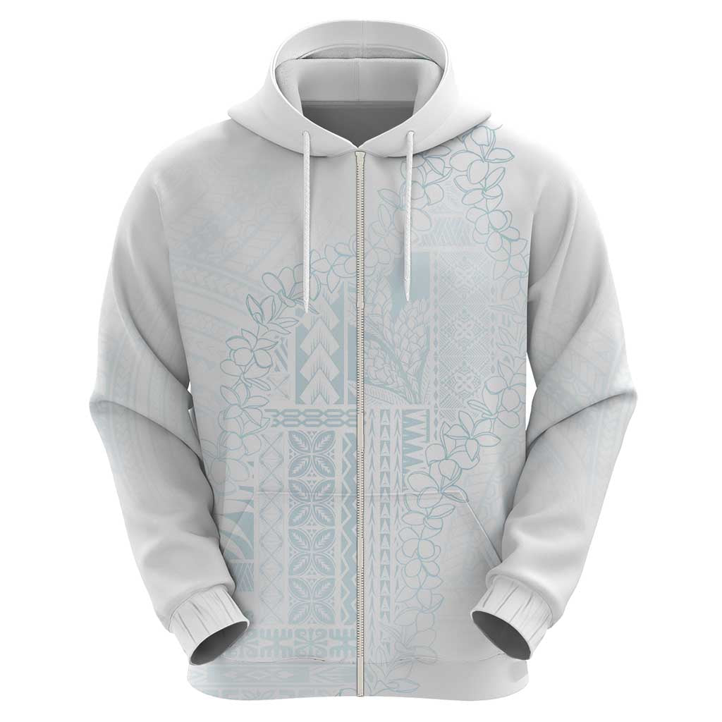 Samoa Lotu Tamaiti Mamanu Siapo Zip Hoodie Off White Plumeria - Polynesian Pride
