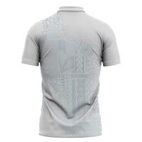 Samoa Lotu Tamaiti Mamanu Siapo Zipper Polo Shirt Off White Plumeria LT7 - Polynesian Pride