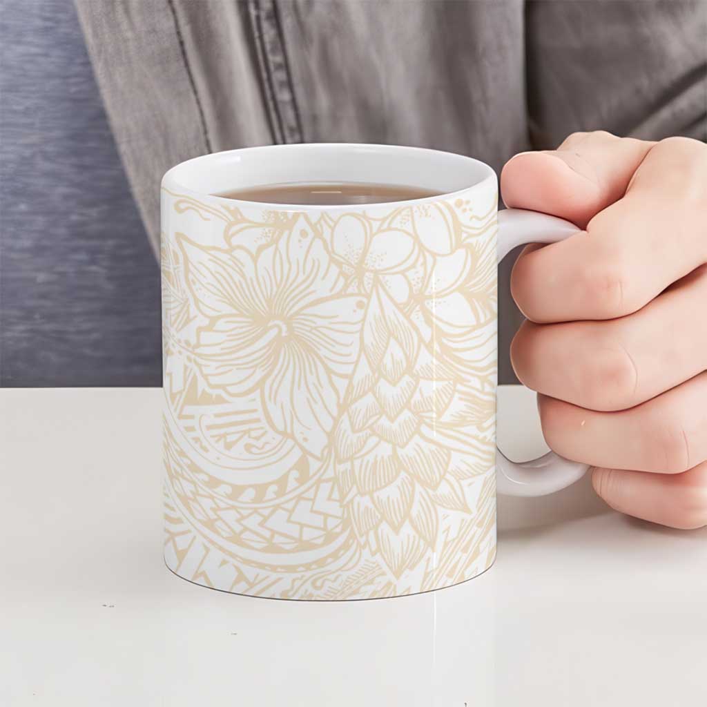 Samoa Lotu Tamaiti Ivory Ceramic Mug Teuila Tatau - Polynesian Pride