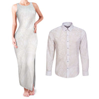 Samoa Lotu Tamaiti Ivory Couples Matching Tank Maxi Dress and Long Sleeve Button Shirt Teuila Tatau - Polynesian Pride