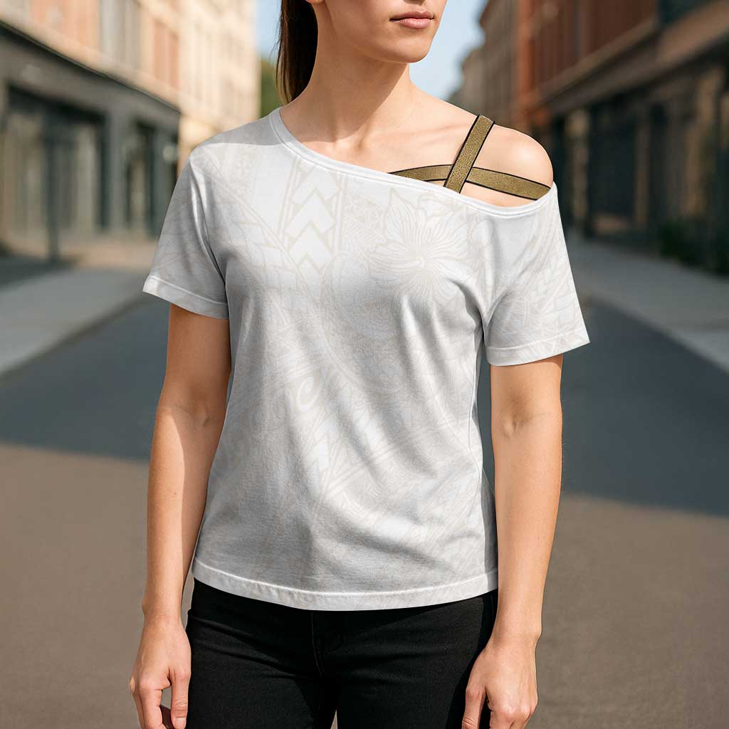 Samoa Lotu Tamaiti Ivory Cross Shoulder Shirt Teuila Tatau - Polynesian Pride