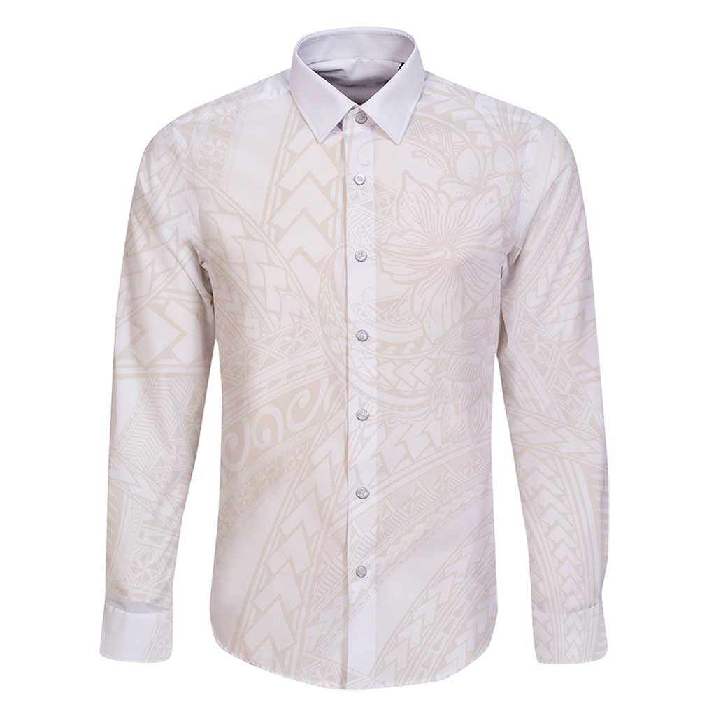 Samoa Lotu Tamaiti Ivory Family Matching Off Shoulder Short Dress and Hawaiian Shirt Teuila Tatau - Polynesian Pride