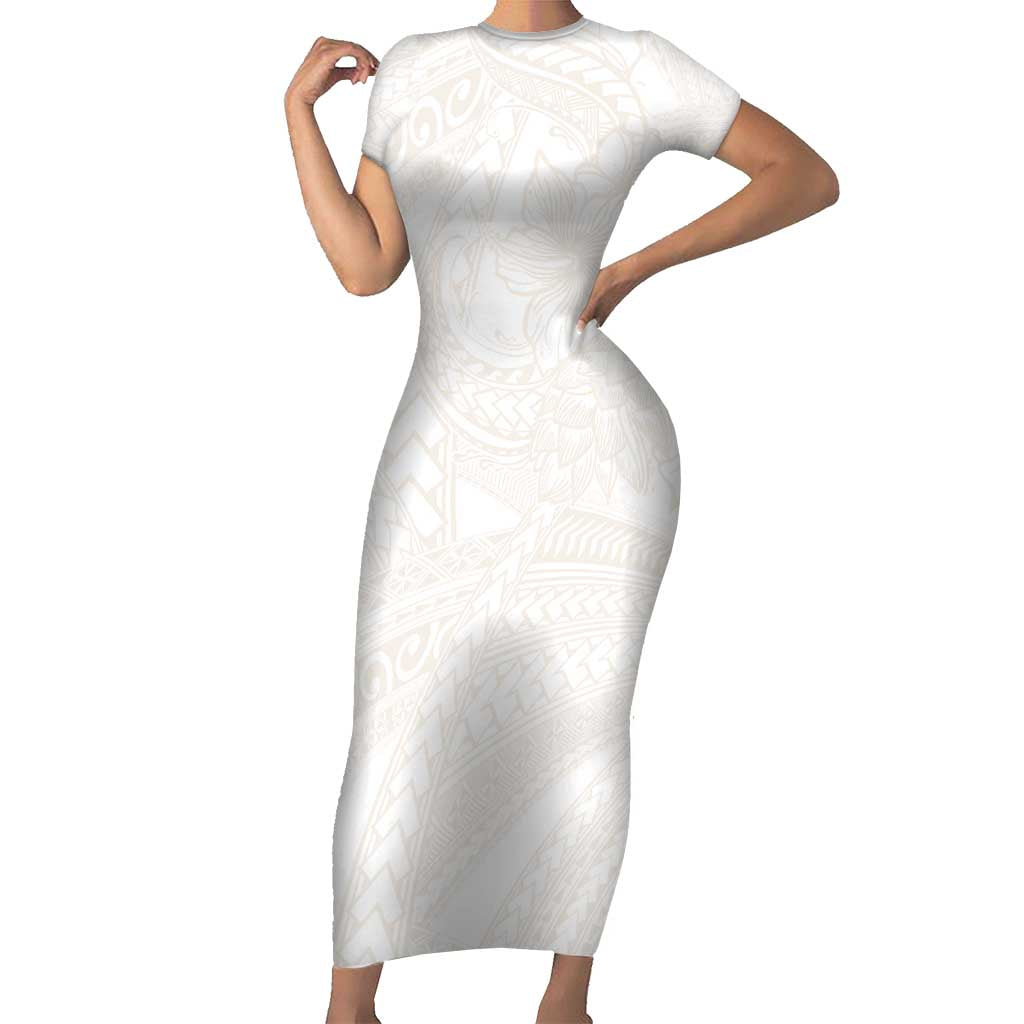 Samoa Lotu Tamaiti Ivory Family Matching Short Sleeve Bodycon Dress and Hawaiian Shirt Teuila Tatau - Polynesian Pride